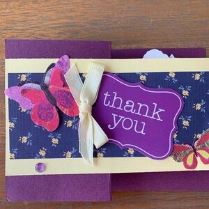 Purple Thank You Card with Butterflies